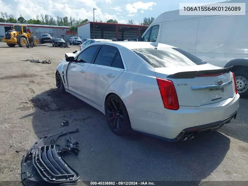 2019 Cadillac Cts-V VIN: 1G6A15S64K0126089 Lot: 40336982