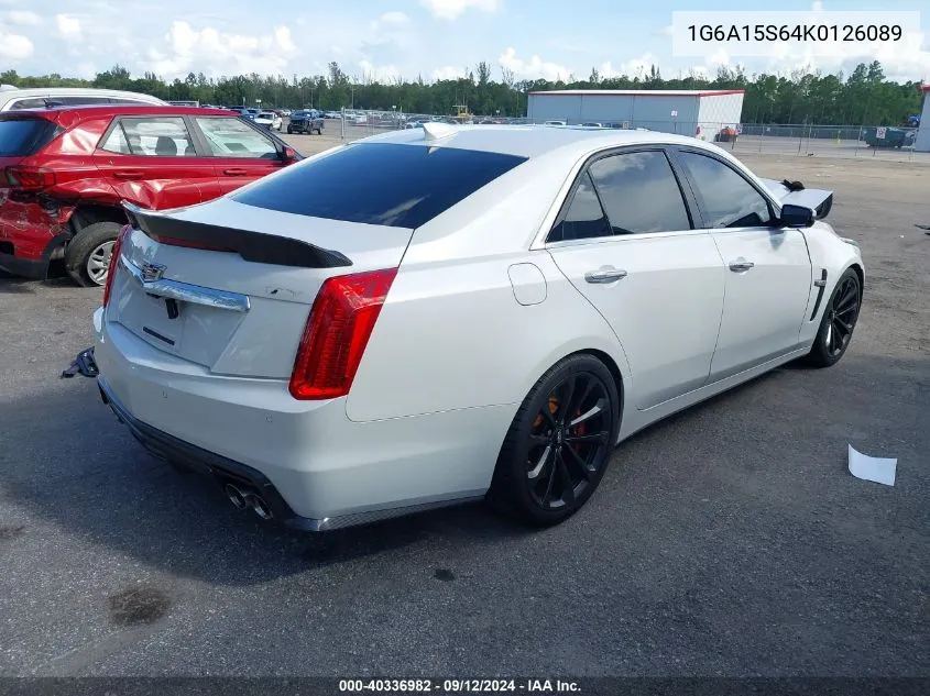 2019 Cadillac Cts-V VIN: 1G6A15S64K0126089 Lot: 40336982