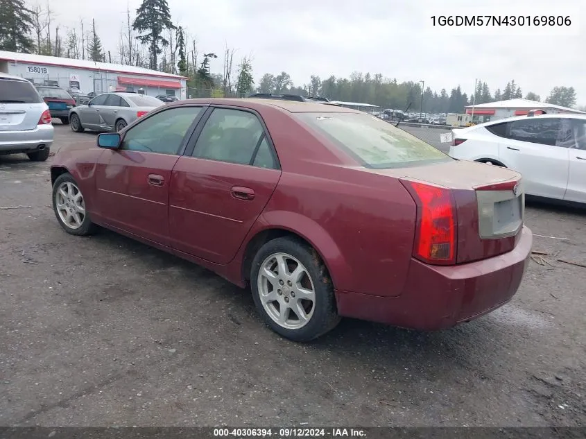 2003 Cadillac Cts Standard VIN: 1G6DM57N430169806 Lot: 40306394