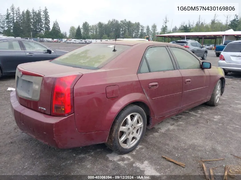 2003 Cadillac Cts Standard VIN: 1G6DM57N430169806 Lot: 40306394