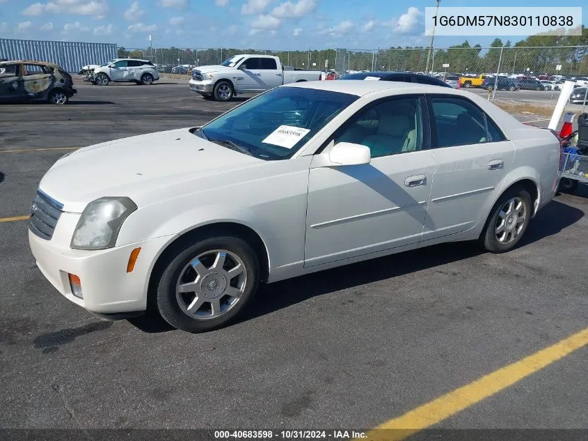 2003 Cadillac Cts Standard VIN: 1G6DM57N830110838 Lot: 40683598