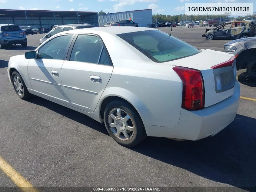 2003 Cadillac Cts Standard VIN: 1G6DM57N830110838 Lot: 40683598