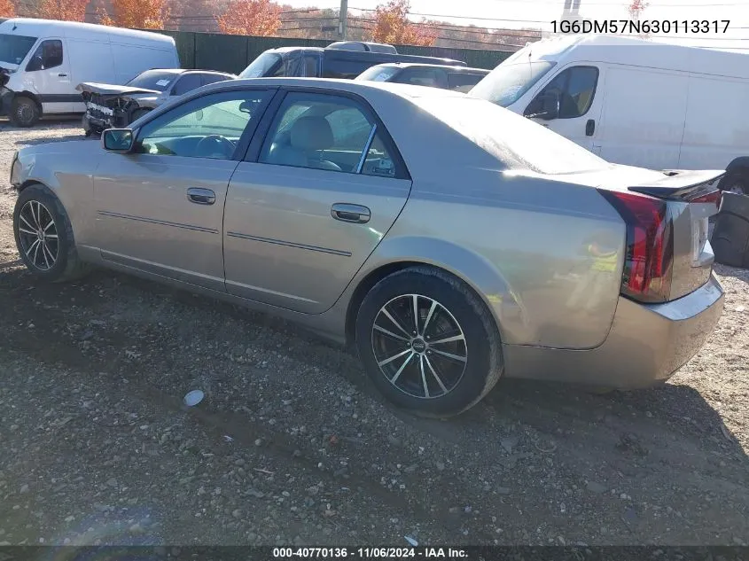 2003 Cadillac Cts Standard VIN: 1G6DM57N630113317 Lot: 40770136