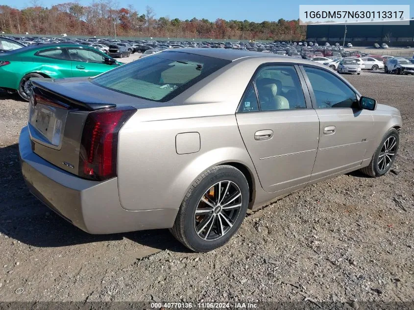 2003 Cadillac Cts Standard VIN: 1G6DM57N630113317 Lot: 40770136