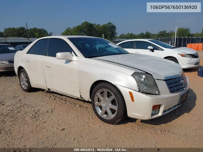 2005 Cadillac Cts Standard VIN: 1G6DP567650136920 Lot: 40432012