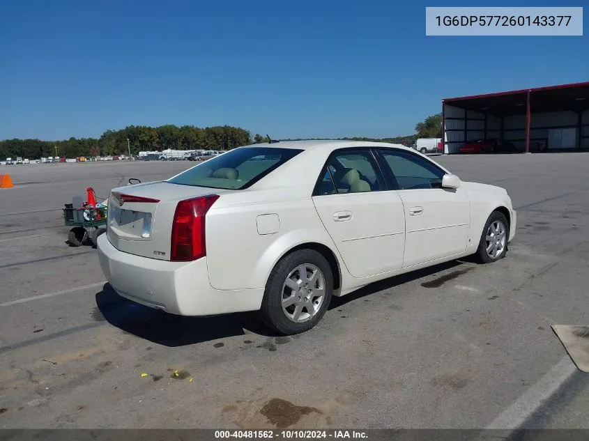 2006 Cadillac Cts Standard VIN: 1G6DP577260143377 Lot: 40481562