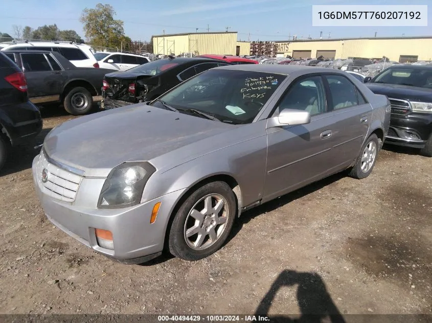 2006 Cadillac Cts Standard VIN: 1G6DM57T760207192 Lot: 40494429