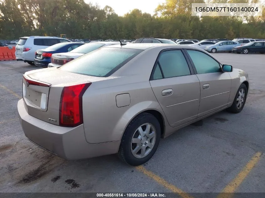 2006 Cadillac Cts Standard VIN: 1G6DM57T160140024 Lot: 40551614