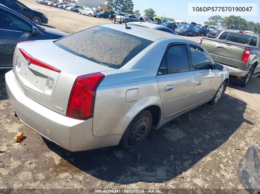 2007 Cadillac Cts Standard VIN: 1G6DP577570190047 Lot: 40396341