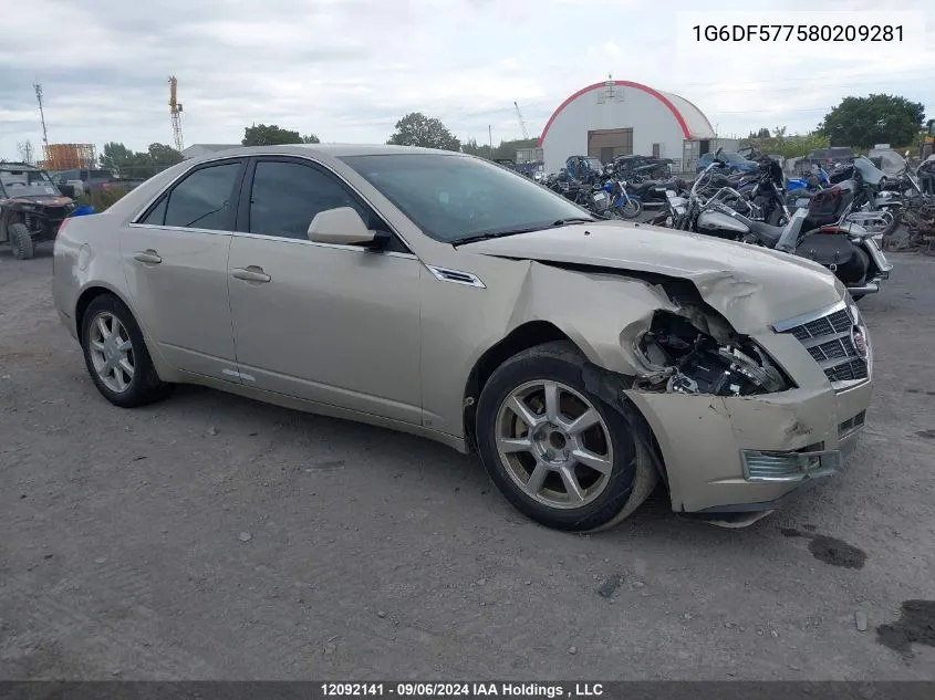 2008 Cadillac Cts VIN: 1G6DF577580209281 Lot: 12092141