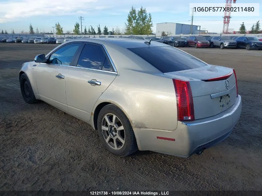 2008 Cadillac Cts VIN: 1G6DF577X80211480 Lot: 12121738