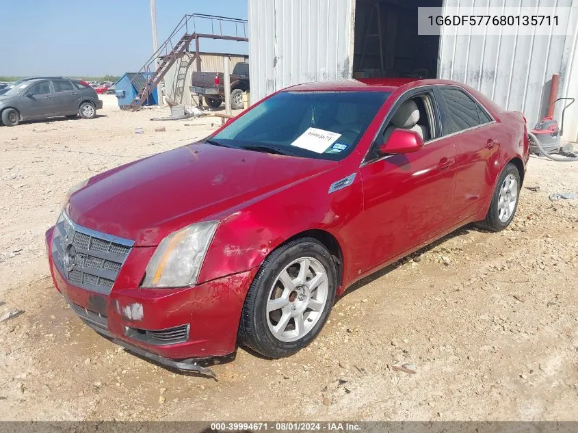 2008 Cadillac Cts Standard VIN: 1G6DF577680135711 Lot: 39994671