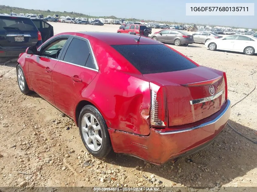 2008 Cadillac Cts Standard VIN: 1G6DF577680135711 Lot: 39994671