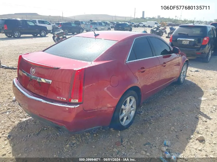 2008 Cadillac Cts Standard VIN: 1G6DF577680135711 Lot: 39994671