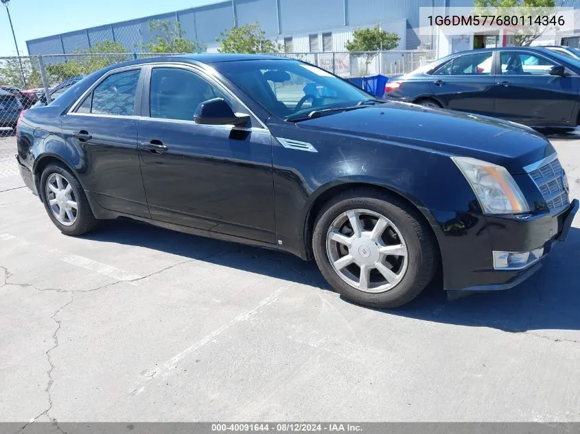 2008 Cadillac Cts Standard VIN: 1G6DM577680114346 Lot: 40091644