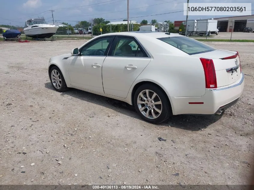 2008 Cadillac Cts Standard VIN: 1G6DH577080203561 Lot: 40136113