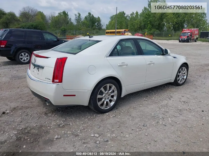 2008 Cadillac Cts Standard VIN: 1G6DH577080203561 Lot: 40136113