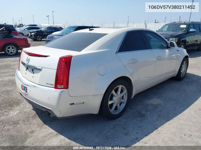 2008 Cadillac Cts Standard VIN: 1G6DV57V380211452 Lot: 40169068