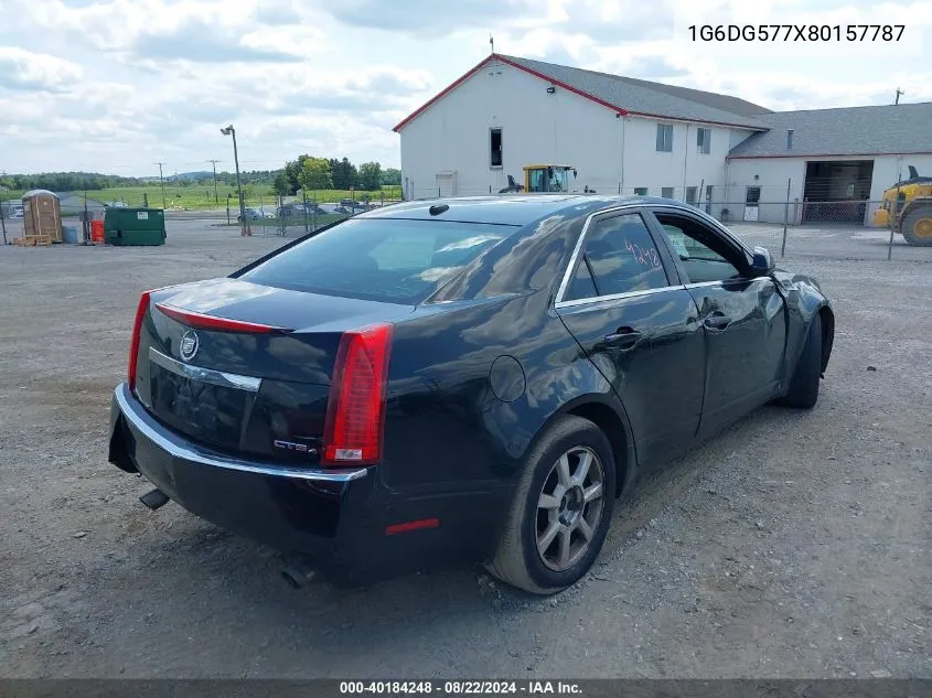 2008 Cadillac Cts Standard VIN: 1G6DG577X80157787 Lot: 40184248