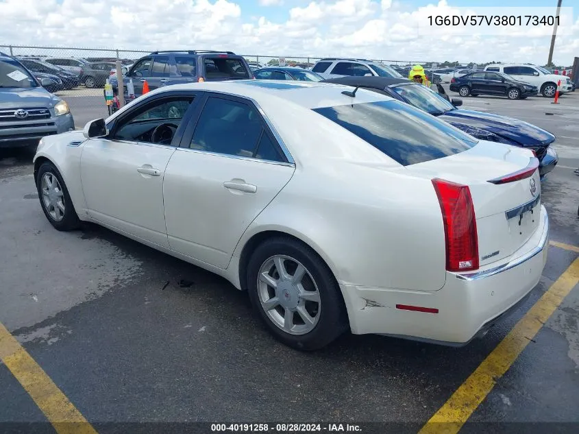 2008 Cadillac Cts Standard VIN: 1G6DV57V380173401 Lot: 40191258