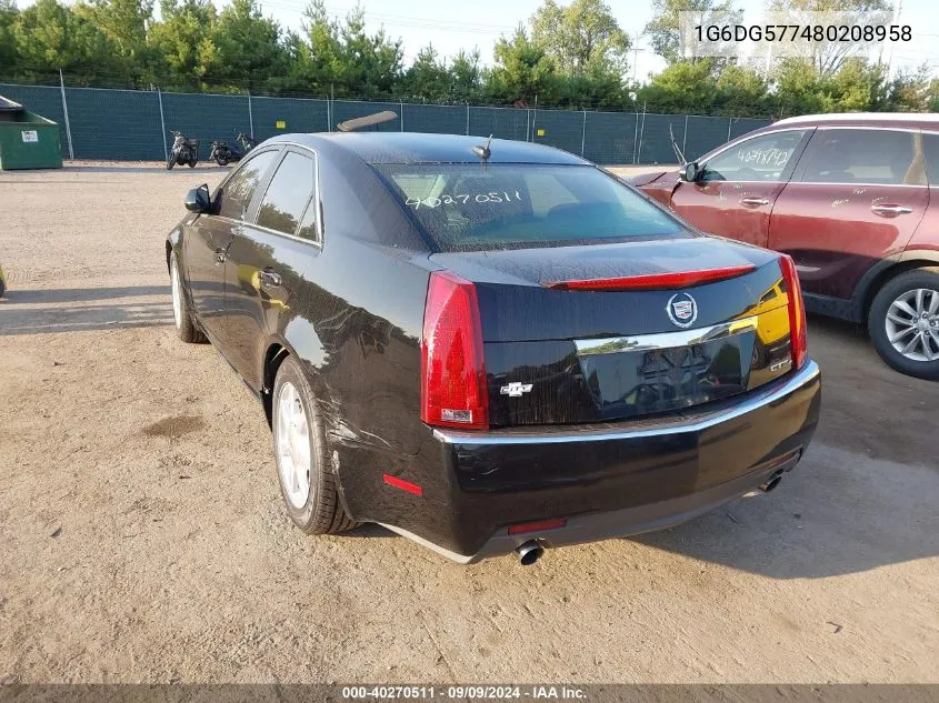 2008 Cadillac Cts Standard VIN: 1G6DG577480208958 Lot: 40270511