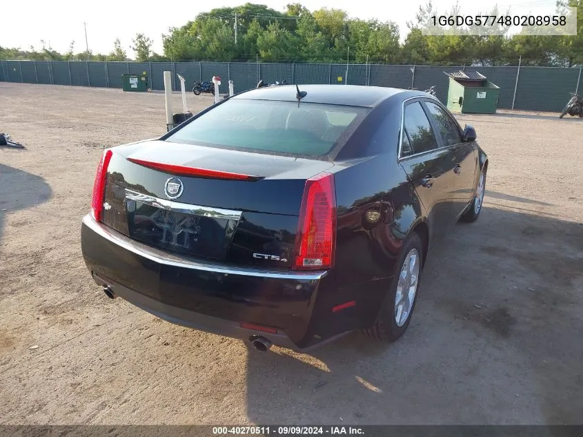 2008 Cadillac Cts Standard VIN: 1G6DG577480208958 Lot: 40270511