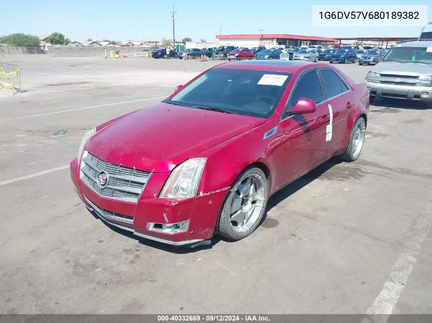 2008 Cadillac Cts Standard VIN: 1G6DV57V680189382 Lot: 40332669