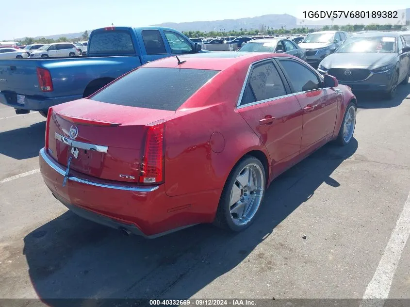 2008 Cadillac Cts Standard VIN: 1G6DV57V680189382 Lot: 40332669