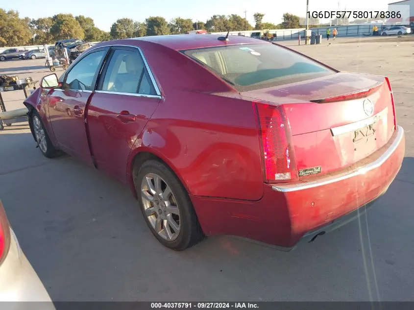 2008 Cadillac Cts VIN: 1G6DF577580178386 Lot: 40375791