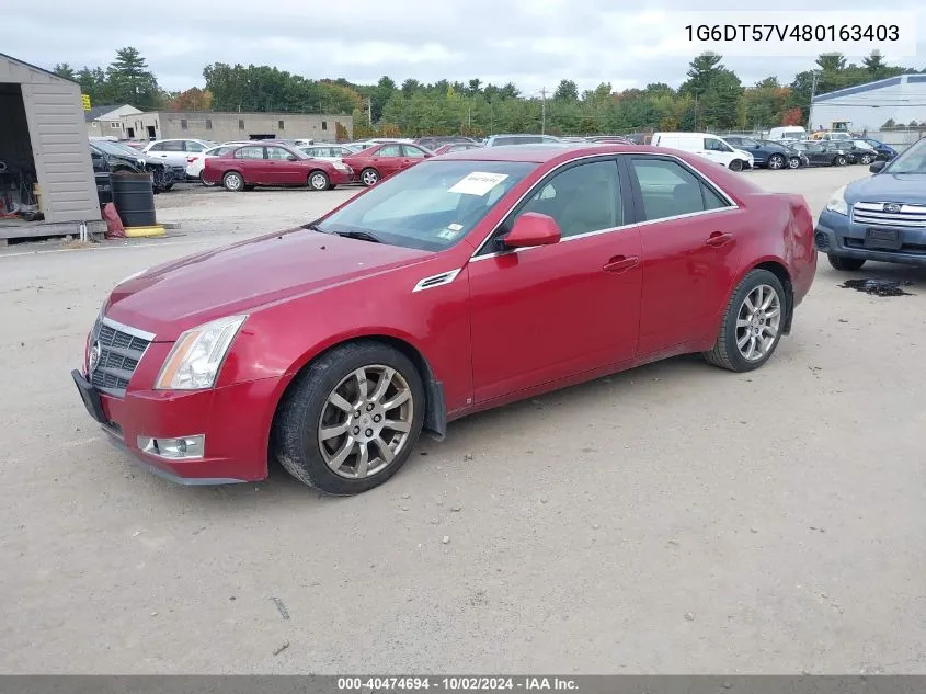 2008 Cadillac Cts Standard VIN: 1G6DT57V480163403 Lot: 40474694