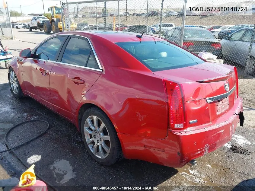 2008 Cadillac Cts Standard VIN: 1G6DJ577580148724 Lot: 40545457