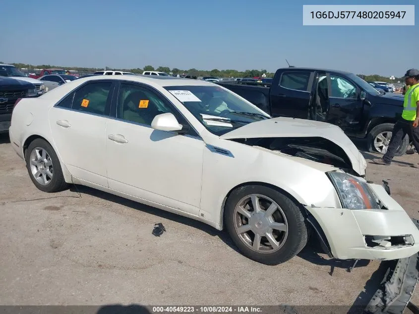 2008 Cadillac Cts Standard VIN: 1G6DJ577480205947 Lot: 40549223