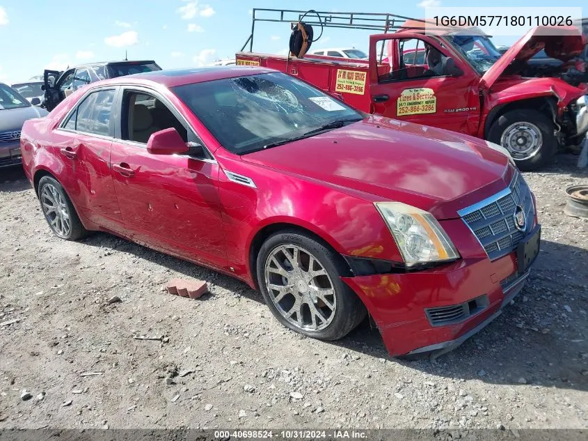 2008 Cadillac Cts Standard VIN: 1G6DM577180110026 Lot: 40698524