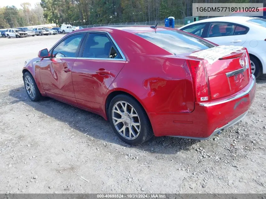 2008 Cadillac Cts Standard VIN: 1G6DM577180110026 Lot: 40698524