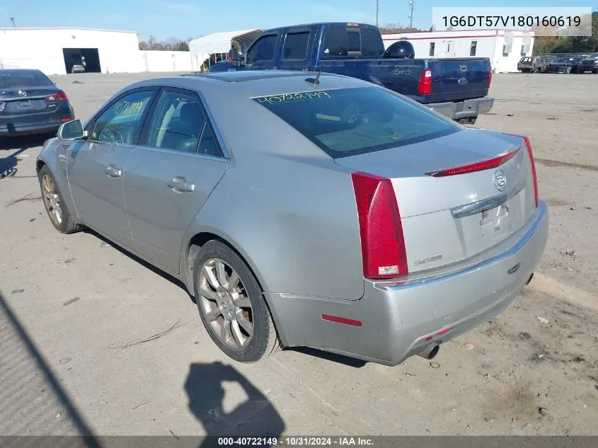 2008 Cadillac Cts Standard VIN: 1G6DT57V180160619 Lot: 40722149