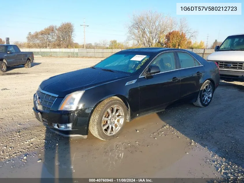 2008 Cadillac Cts Standard VIN: 1G6DT57V580212723 Lot: 40760945