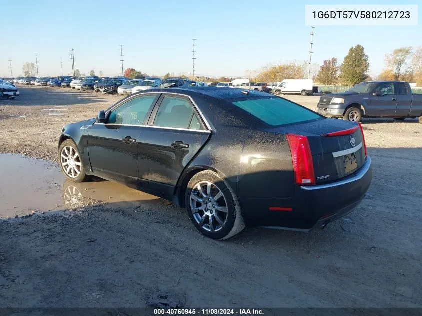 2008 Cadillac Cts Standard VIN: 1G6DT57V580212723 Lot: 40760945