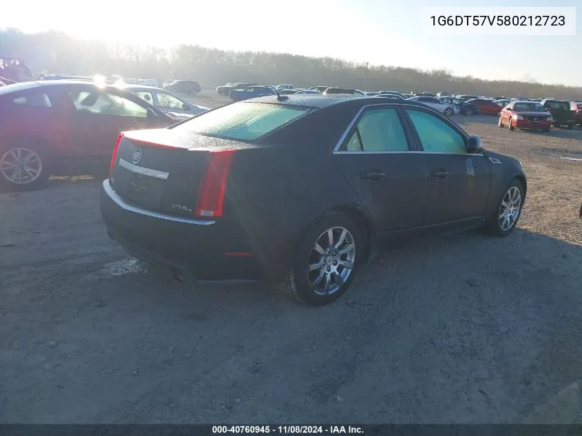 2008 Cadillac Cts Standard VIN: 1G6DT57V580212723 Lot: 40760945