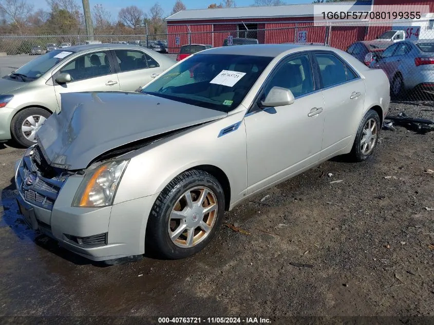 2008 Cadillac Cts Standard VIN: 1G6DF577080199355 Lot: 40763721