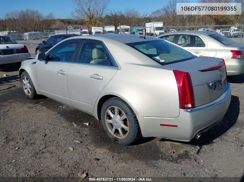 2008 Cadillac Cts Standard VIN: 1G6DF577080199355 Lot: 40763721