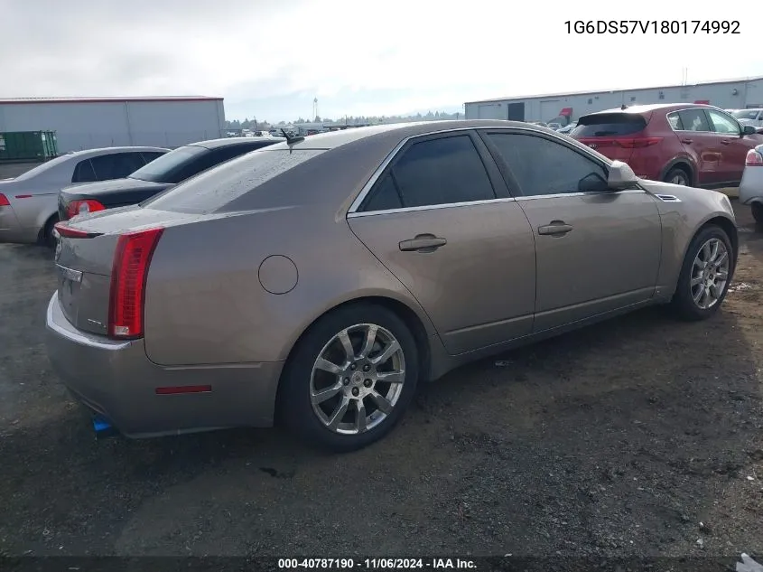 2008 Cadillac Cts Standard VIN: 1G6DS57V180174992 Lot: 40787190