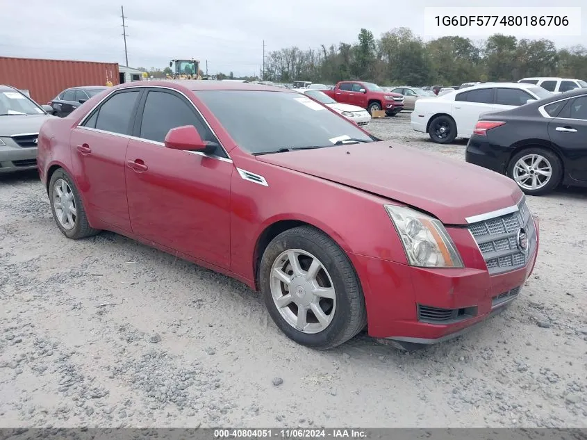 2008 Cadillac Cts Standard VIN: 1G6DF577480186706 Lot: 40804051