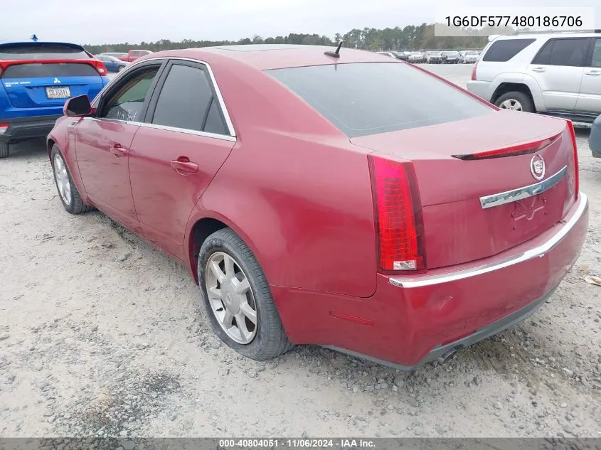 2008 Cadillac Cts Standard VIN: 1G6DF577480186706 Lot: 40804051