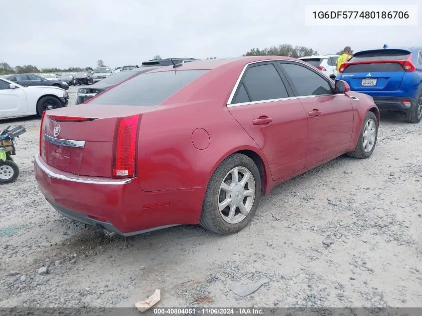 2008 Cadillac Cts Standard VIN: 1G6DF577480186706 Lot: 40804051