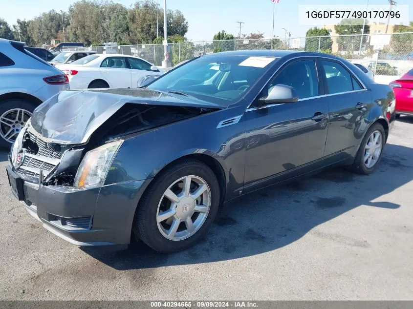 2009 Cadillac Cts Standard VIN: 1G6DF577490170796 Lot: 40294665