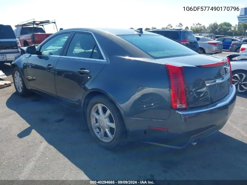 2009 Cadillac Cts Standard VIN: 1G6DF577490170796 Lot: 40294665