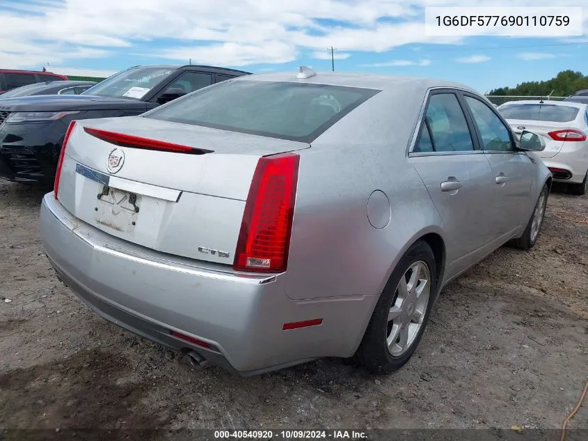 2009 Cadillac Cts Standard VIN: 1G6DF577690110759 Lot: 40540920