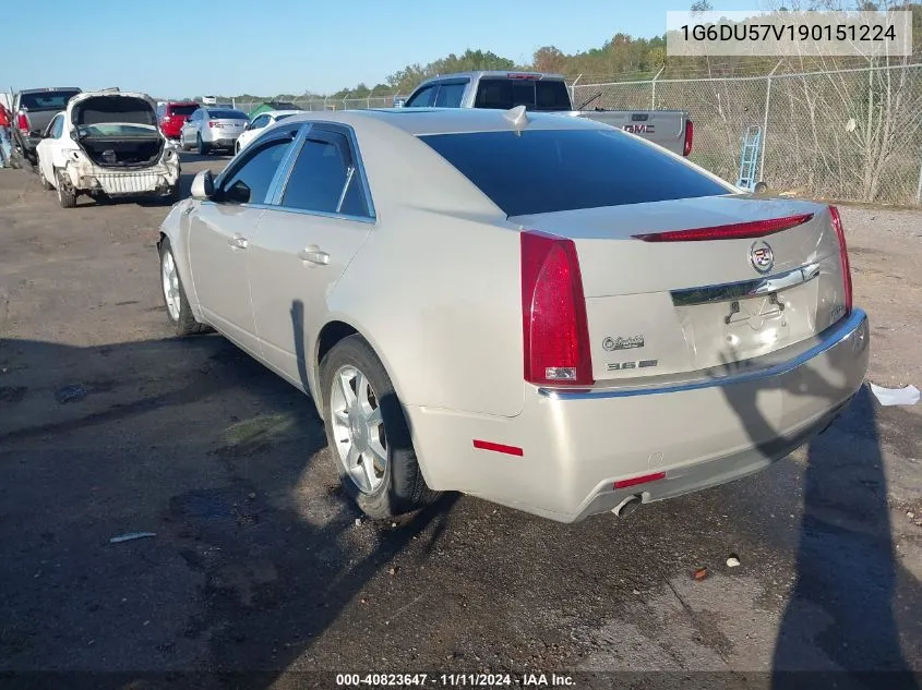 2009 Cadillac Cts Standard VIN: 1G6DU57V190151224 Lot: 40823647