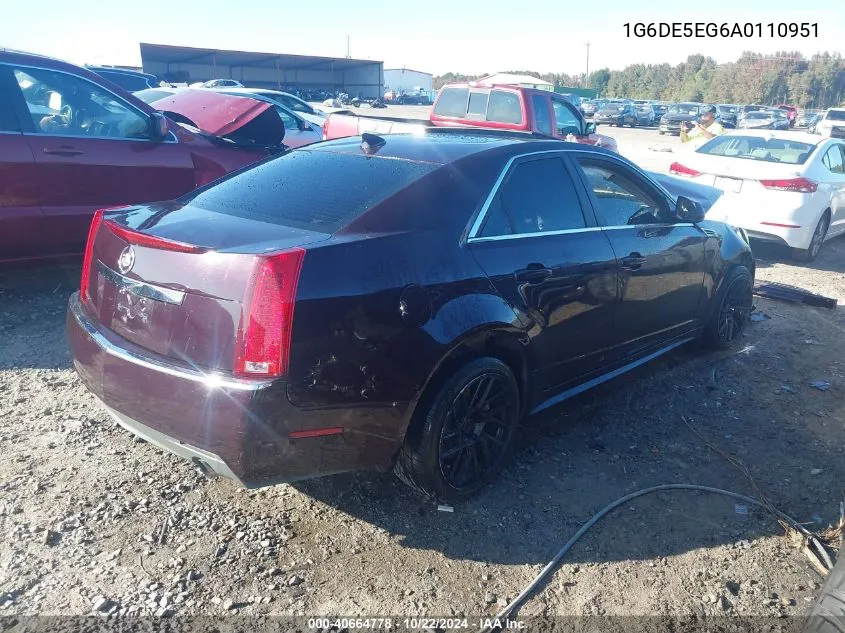 2010 Cadillac Cts Luxury VIN: 1G6DE5EG6A0110951 Lot: 40664778