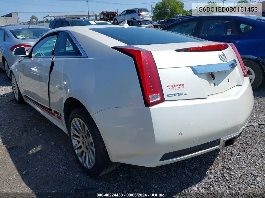 2011 Cadillac Cts Standard VIN: 1G6DC1ED0B0151453 Lot: 40224438